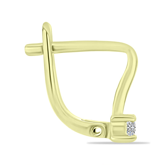 Brincos de Prata com Banho de Ouro com Diamante Branco