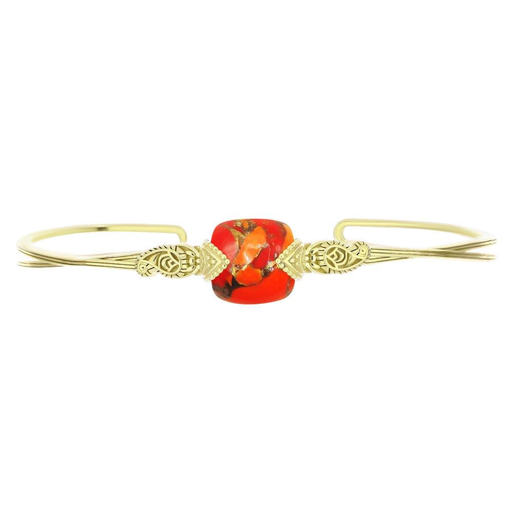 Pulseira de Prata com Banho de Ouro com Turquesa de Mohave  Contraste: Cabeca de Veado (800)
