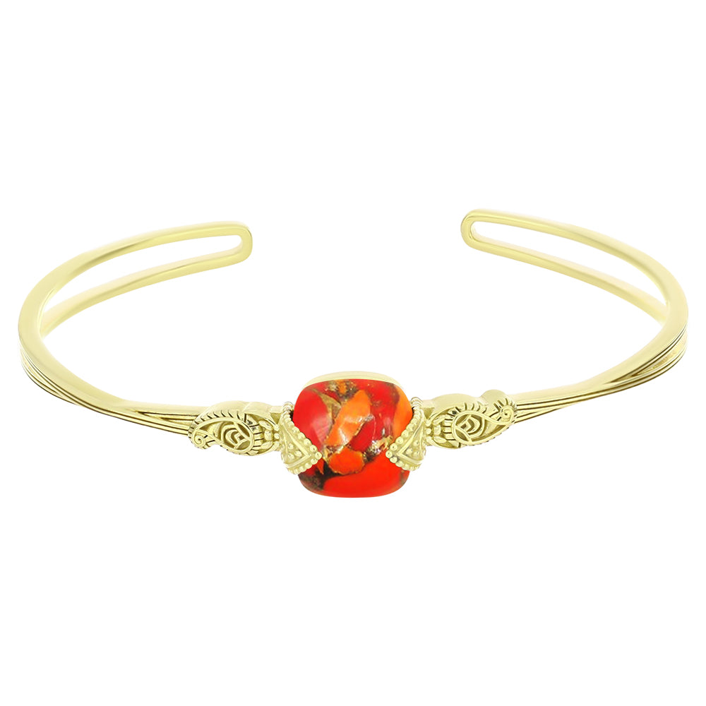 Pulseira de Prata com Banho de Ouro com Turquesa de Mohave  Contraste: Cabeca de Veado (800) 2 