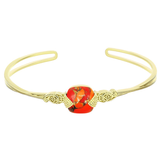 Pulseira de Prata com Banho de Ouro com Turquesa de Mohave  Contraste: Cabeca de Veado (800)