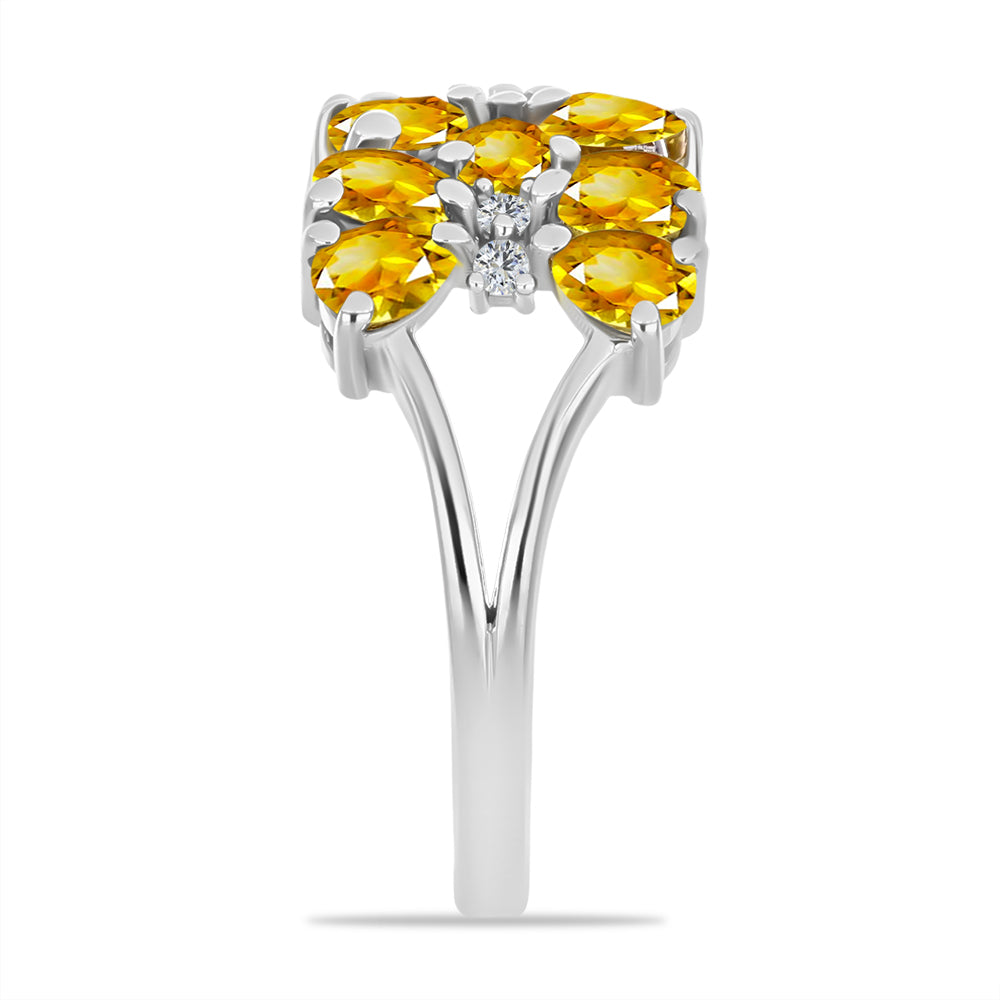 Anel de Prata com Citrino Dourado do Rio Grande e Topázio Branco  Contraste: Cabeca de Veado (800) 4 
