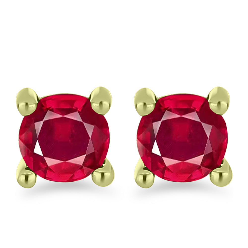 Conjunto de Prata com Banho de Ouro com Diamante Branco e Rubi de Madagáscar ( Brincos ) 10 