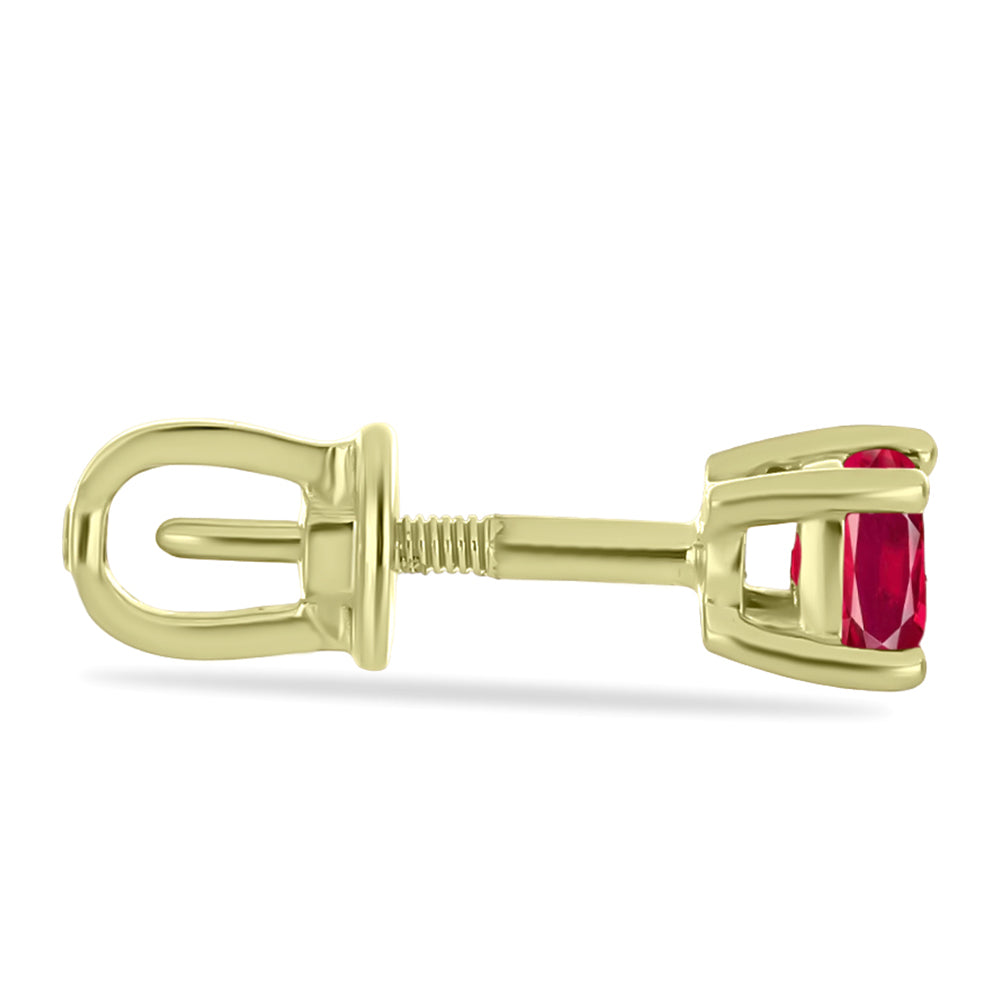 Conjunto de Prata com Banho de Ouro com Diamante Branco e Rubi de Madagáscar ( Brincos ) 11 