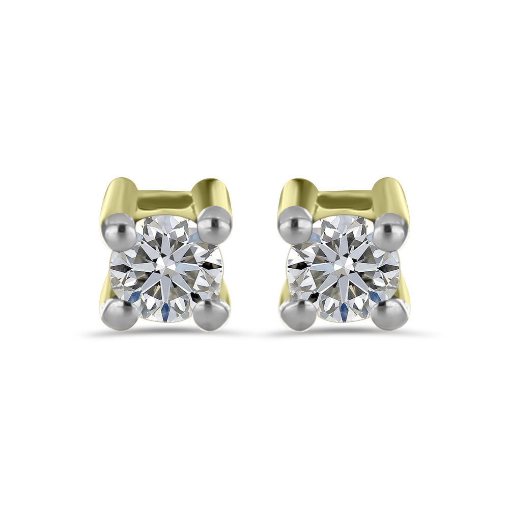 Conjunto de Prata com Banho de Ouro com Diamante Branco e Rubi de Madagáscar ( Brincos )