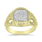 Anel de Prata com Banho de Ouro com Diamante Branco  Contraste: Cabeca de Veado (800)
