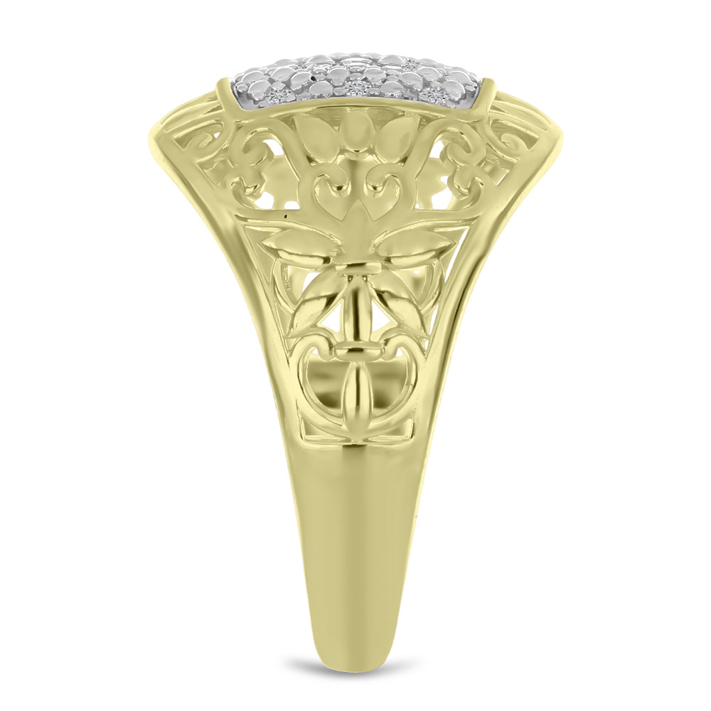 Anel de Prata com Banho de Ouro com Diamante Branco  Contraste: Cabeca de Veado (800) 4 