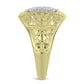 Anel de Prata com Banho de Ouro com Diamante Branco  Contraste: Cabeca de Veado (800)