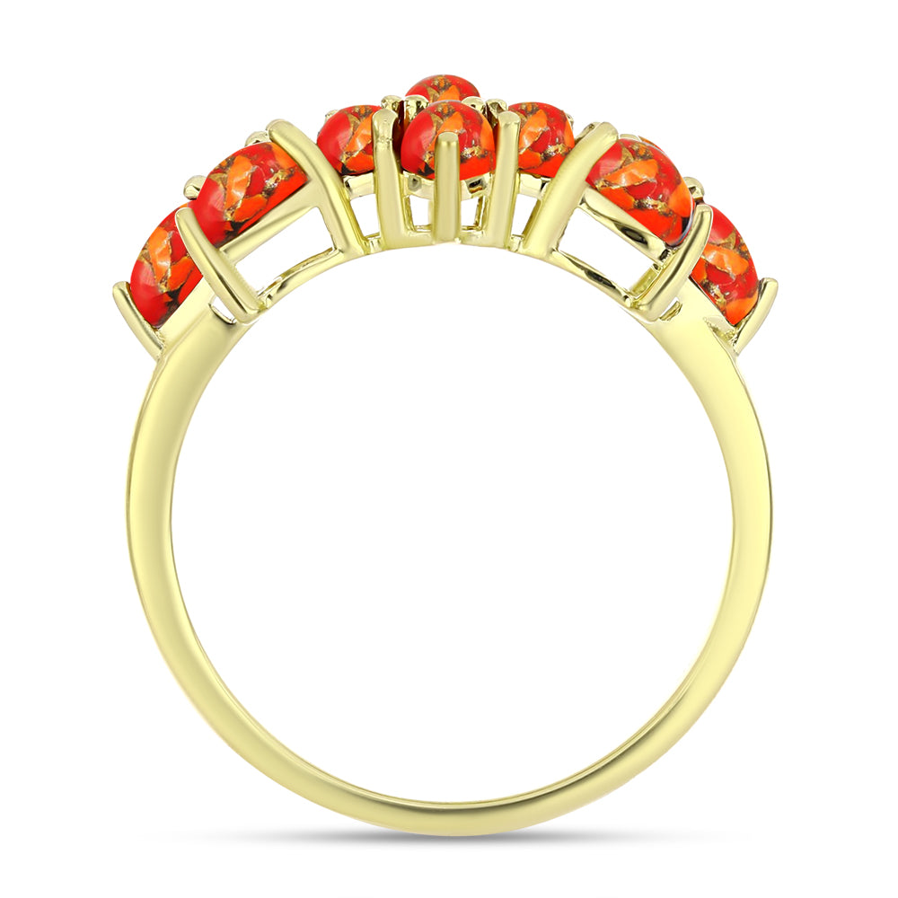 Anel de Prata com Banho de Ouro com Turquesa de Mohave  Contraste: Cabeca de Veado (800) 2 