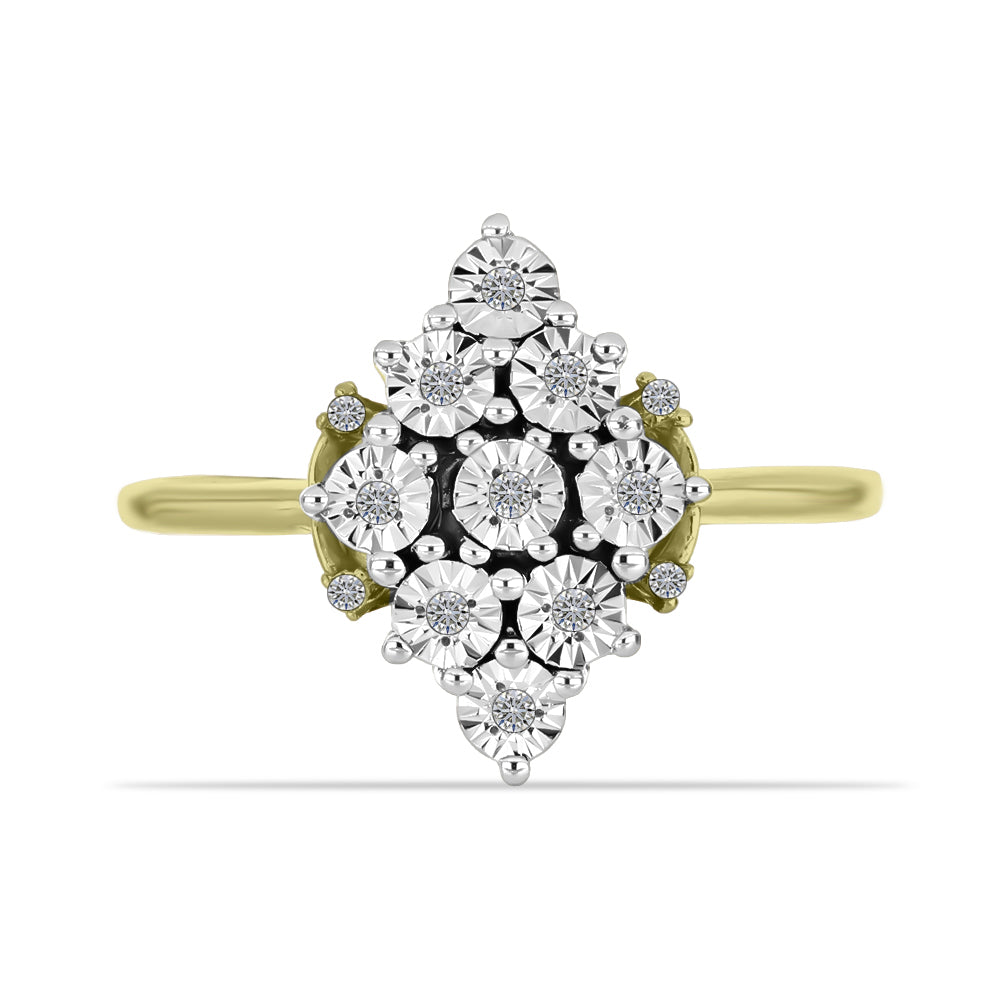 Anel de Prata com Banho de Ouro com Diamante Branco e Topázio Branco  Contraste: Cabeca de Veado (800)