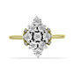Anel de Prata com Banho de Ouro com Diamante Branco e Topázio Branco  Contraste: Cabeca de Veado (800)