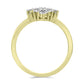 Anel de Prata com Banho de Ouro com Diamante Branco e Topázio Branco  Contraste: Cabeca de Veado (800)