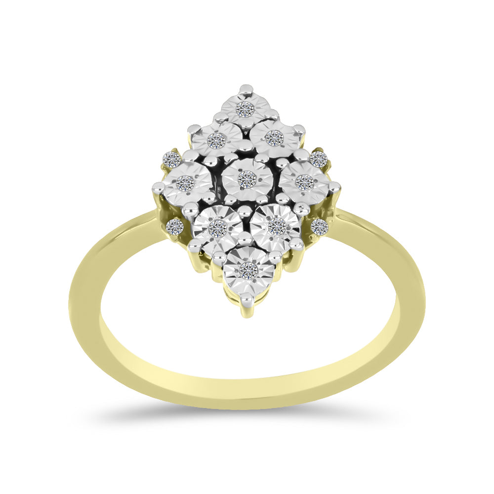 Anel de Prata com Banho de Ouro com Diamante Branco e Topázio Branco  Contraste: Cabeca de Veado (800) 3 