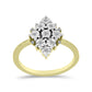 Anel de Prata com Banho de Ouro com Diamante Branco e Topázio Branco  Contraste: Cabeca de Veado (800)