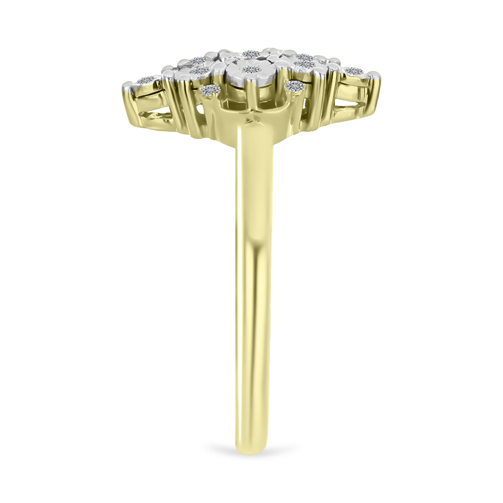 Anel de Prata com Banho de Ouro com Diamante Branco e Topázio Branco  Contraste: Cabeca de Veado (800) 4 