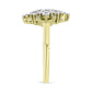 Anel de Prata com Banho de Ouro com Diamante Branco e Topázio Branco  Contraste: Cabeca de Veado (800)