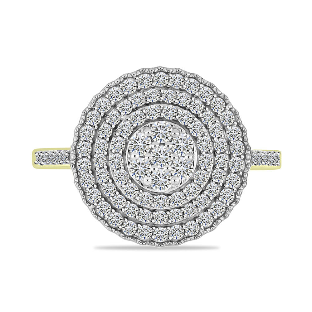 Anel de Prata com Banho de Ouro com Diamante Branco e Topázio Branco  Contraste: Cabeca de Veado (800)