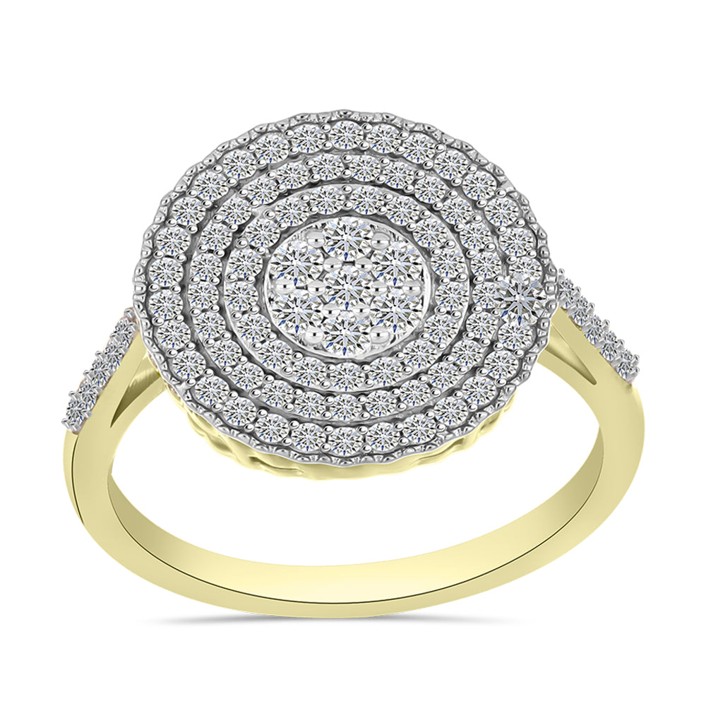 Anel de Prata com Banho de Ouro com Diamante Branco e Topázio Branco  Contraste: Cabeca de Veado (800)