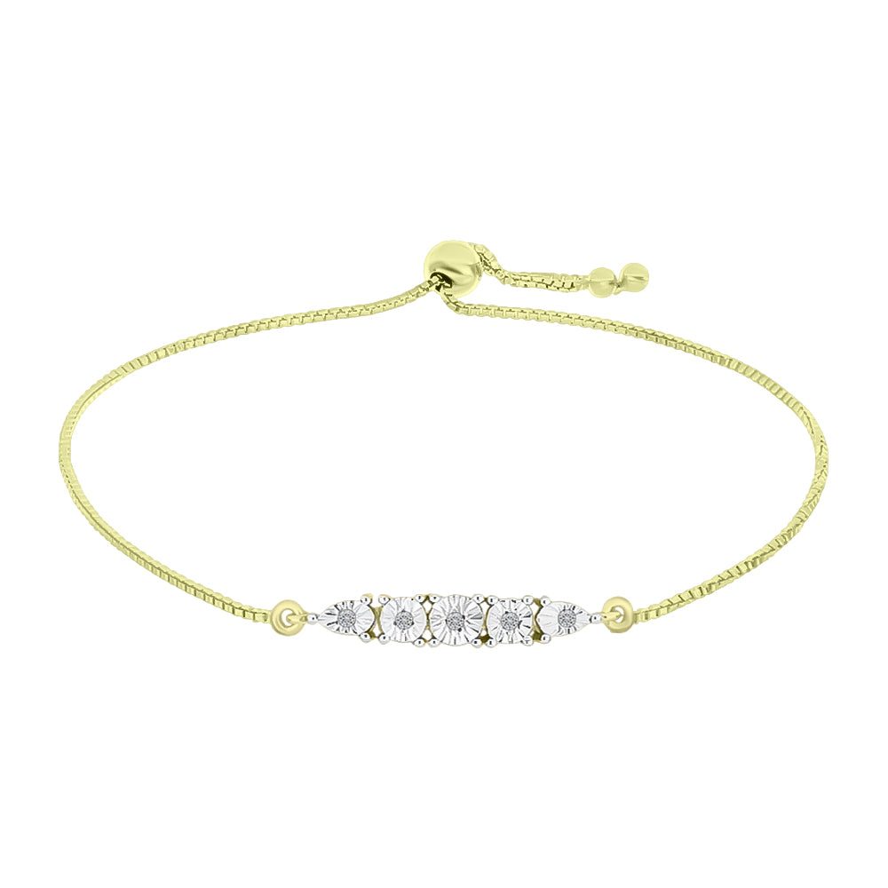 Pulseira de Prata com Banho de Ouro com Diamante Branco  Contraste: Cabeca de Veado (800) 1 