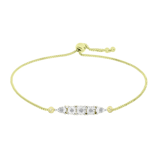 Pulseira de Prata com Banho de Ouro com Diamante Branco  Contraste: Cabeca de Veado (800)