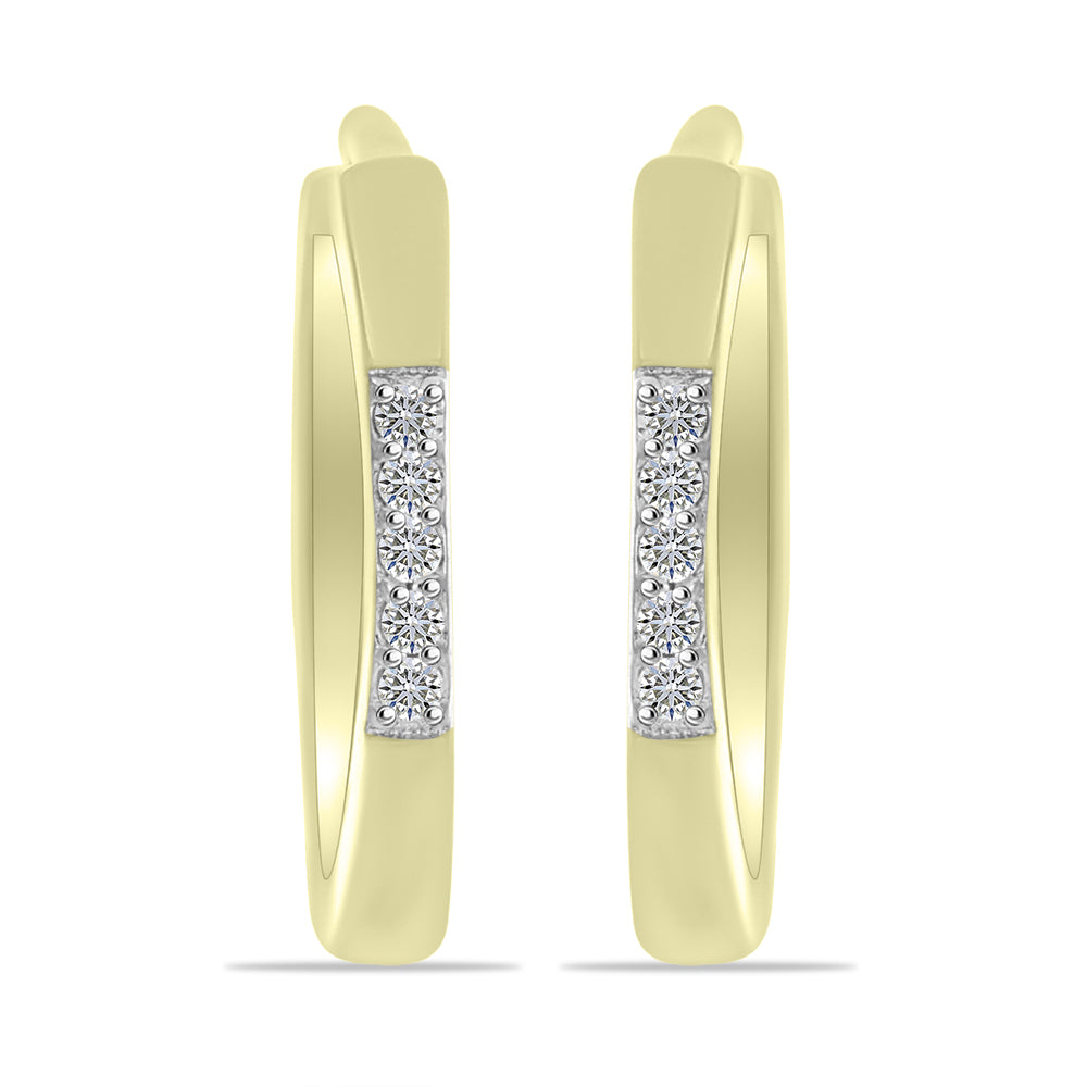 Brincos de Prata com Banho de Ouro com Diamante Branco
