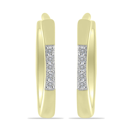 Brincos de Prata com Banho de Ouro com Diamante Branco