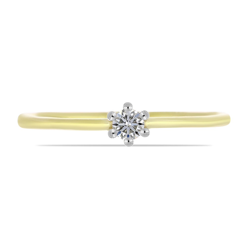 Anel de Prata com Banho de Ouro com Diamante Branco 1 