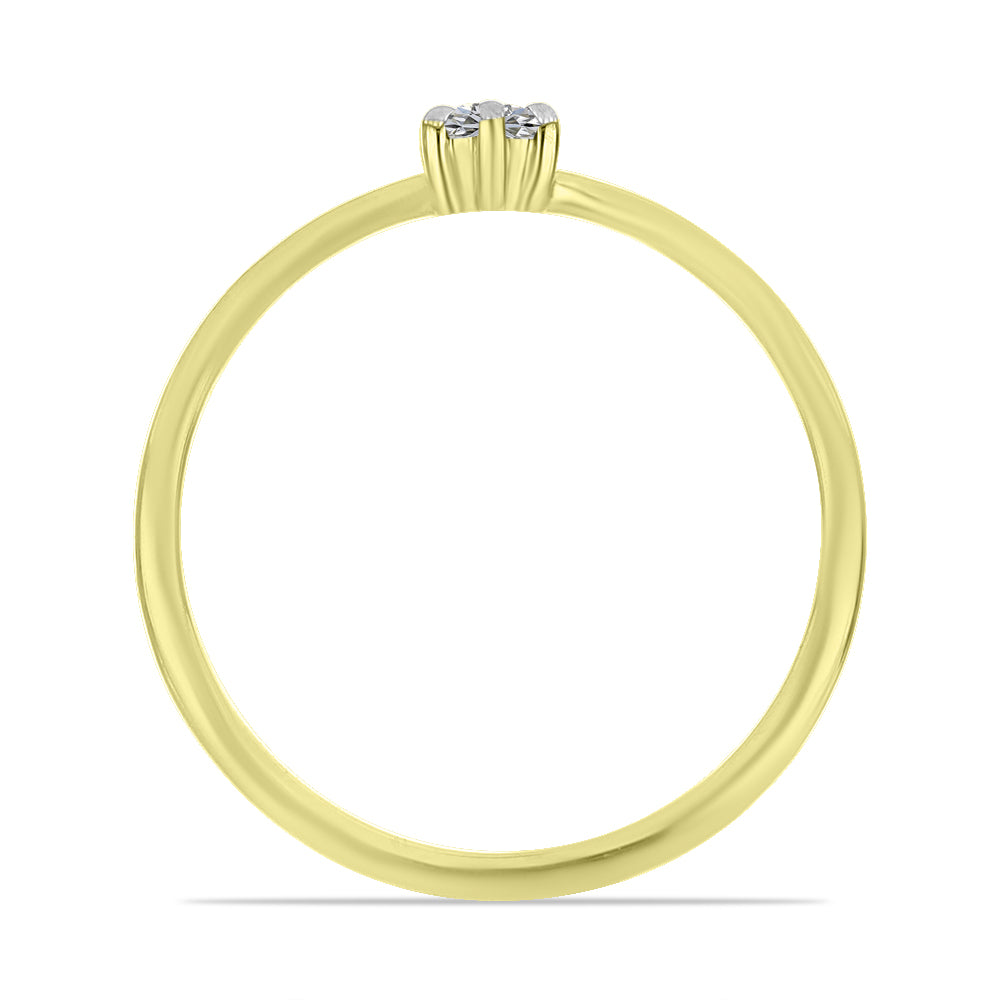 Anel de Prata com Banho de Ouro com Diamante Branco 2 