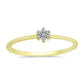 Anel de Prata com Banho de Ouro com Diamante Branco