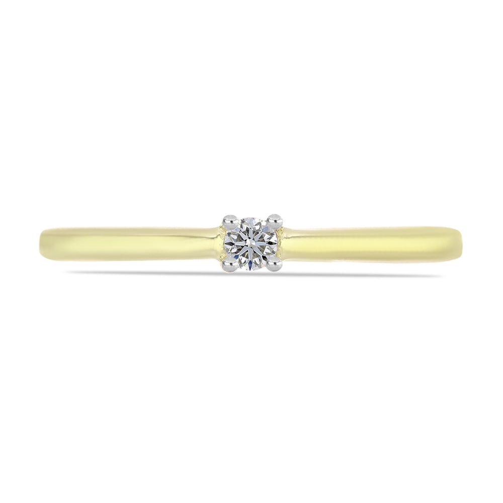Anel de Prata com Banho de Ouro com Diamante Branco 1 