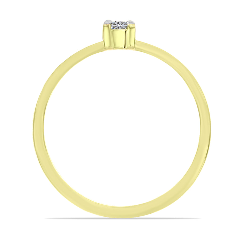 Anel de Prata com Banho de Ouro com Diamante Branco