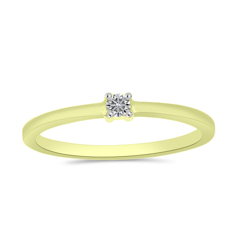 Anel de Prata com Banho de Ouro com Diamante Branco 3 