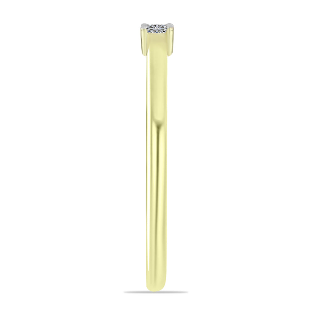 Anel de Prata com Banho de Ouro com Diamante Branco 4 