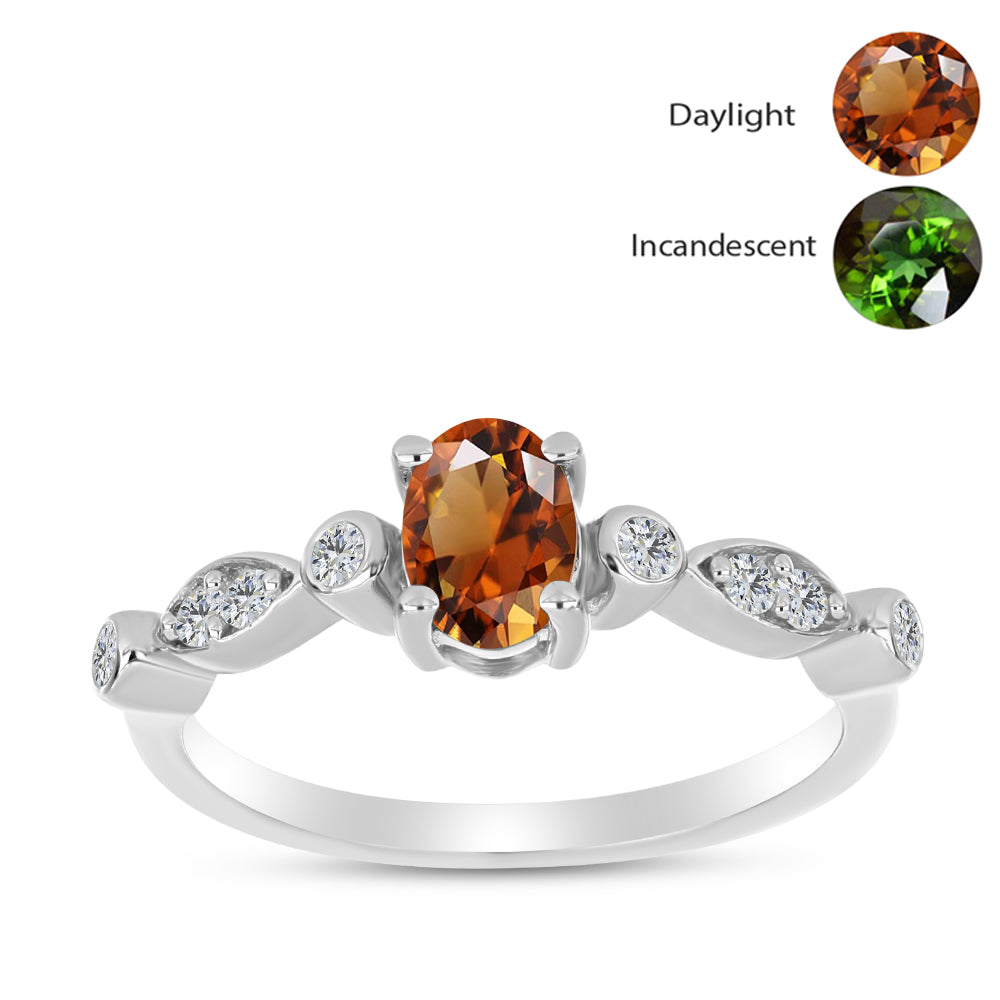 Anel de Prata com Zultanite da Anatólia certificado e cultivado em laboratório e Topázio Branco 3 
