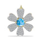 Alfinete de Prata com Banho de Ouro com Larimar e Topázio Branco  Contraste: Cabeca de Veado (800)
