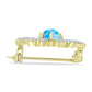 Alfinete de Prata com Banho de Ouro com Larimar e Topázio Branco  Contraste: Cabeca de Veado (800)