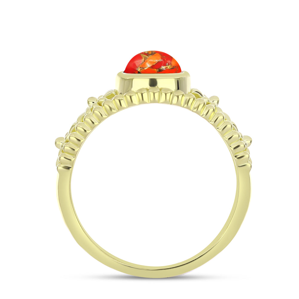 Anel de Prata com Banho de Ouro com Turquesa de Mohave  Contraste: Cabeca de Veado (800) 2 