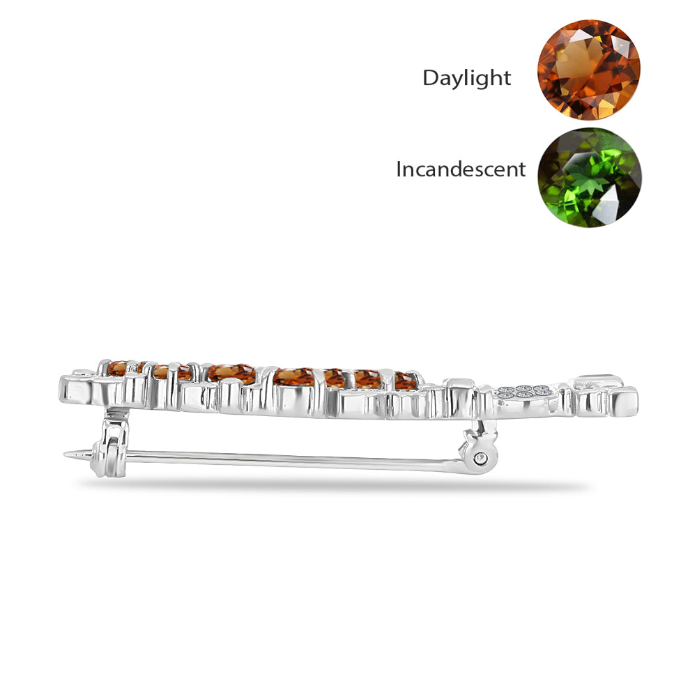 Alfinete de Prata com Zultanite da Anatólia certificado e cultivado em laboratório e Zircão Branco  Contraste: Cabeca de Veado (800) 2 