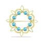 Alfinete de Prata com Banho de Ouro com Larimar e Topázio Azul da Suiça  Contraste: Cabeca de Veado (800)