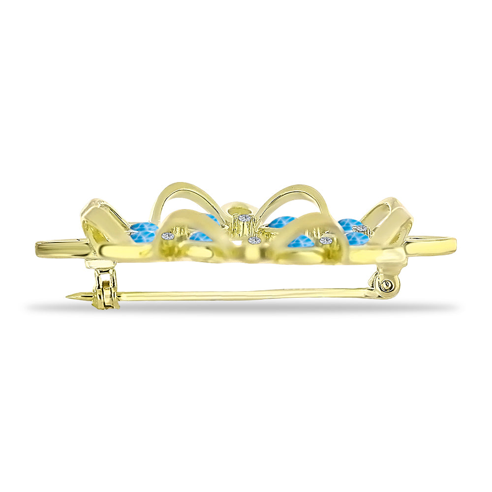 Alfinete de Prata com Banho de Ouro com Larimar e Topázio Azul da Suiça  Contraste: Cabeca de Veado (800) 2 