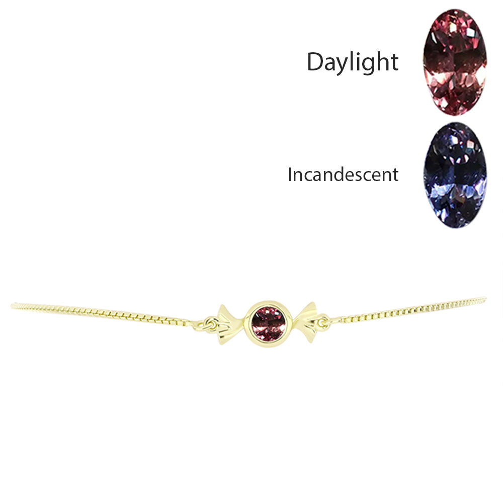 Pulseira de Prata com Banho de Ouro com Granada Muda de Cor de Bekily  Contraste: Cabeca de Veado (800)