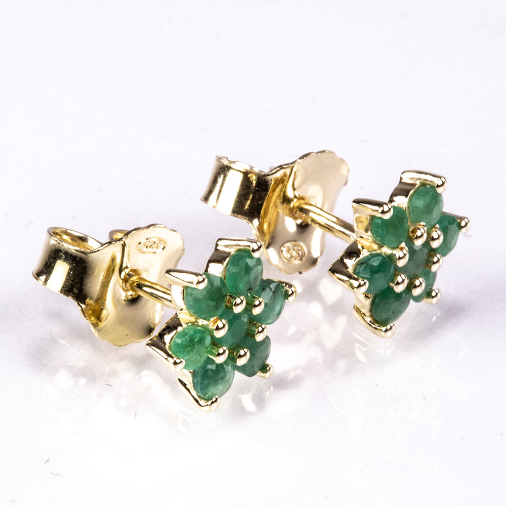 Brincos de Prata com Banho de Ouro com Esmeralda do Brasil 1 