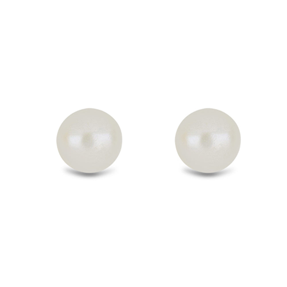 Brincos de Prata com Banho de Ouro com Pérola Branca de Água Doce