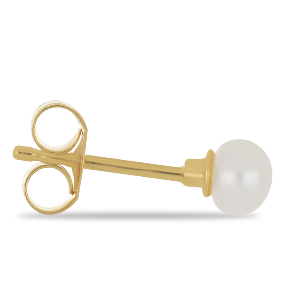 Brincos de Prata com Banho de Ouro com Pérola Branca de Água Doce 3 