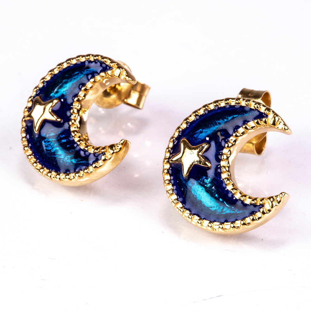 Brincos de Prata com Banho de Ouro com Esmalte 1 