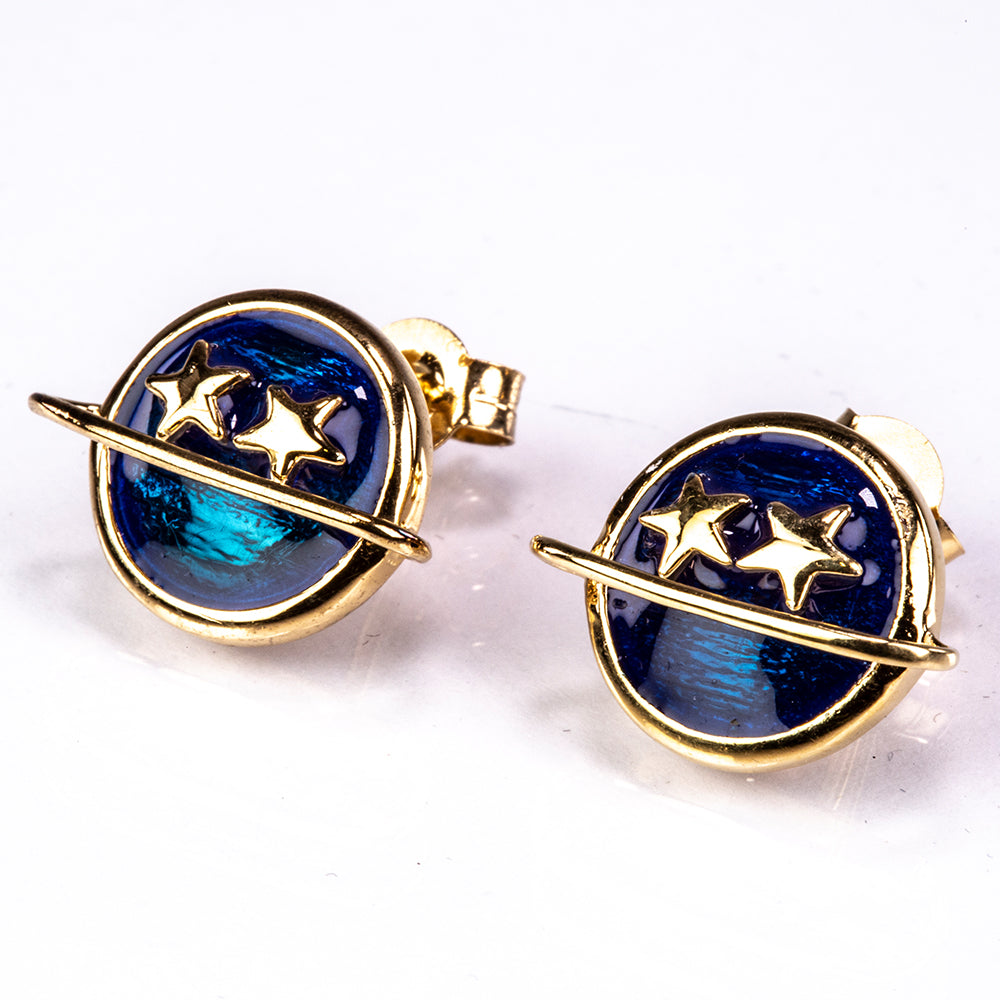 Brincos de Prata com Banho de Ouro com Esmalte 1 