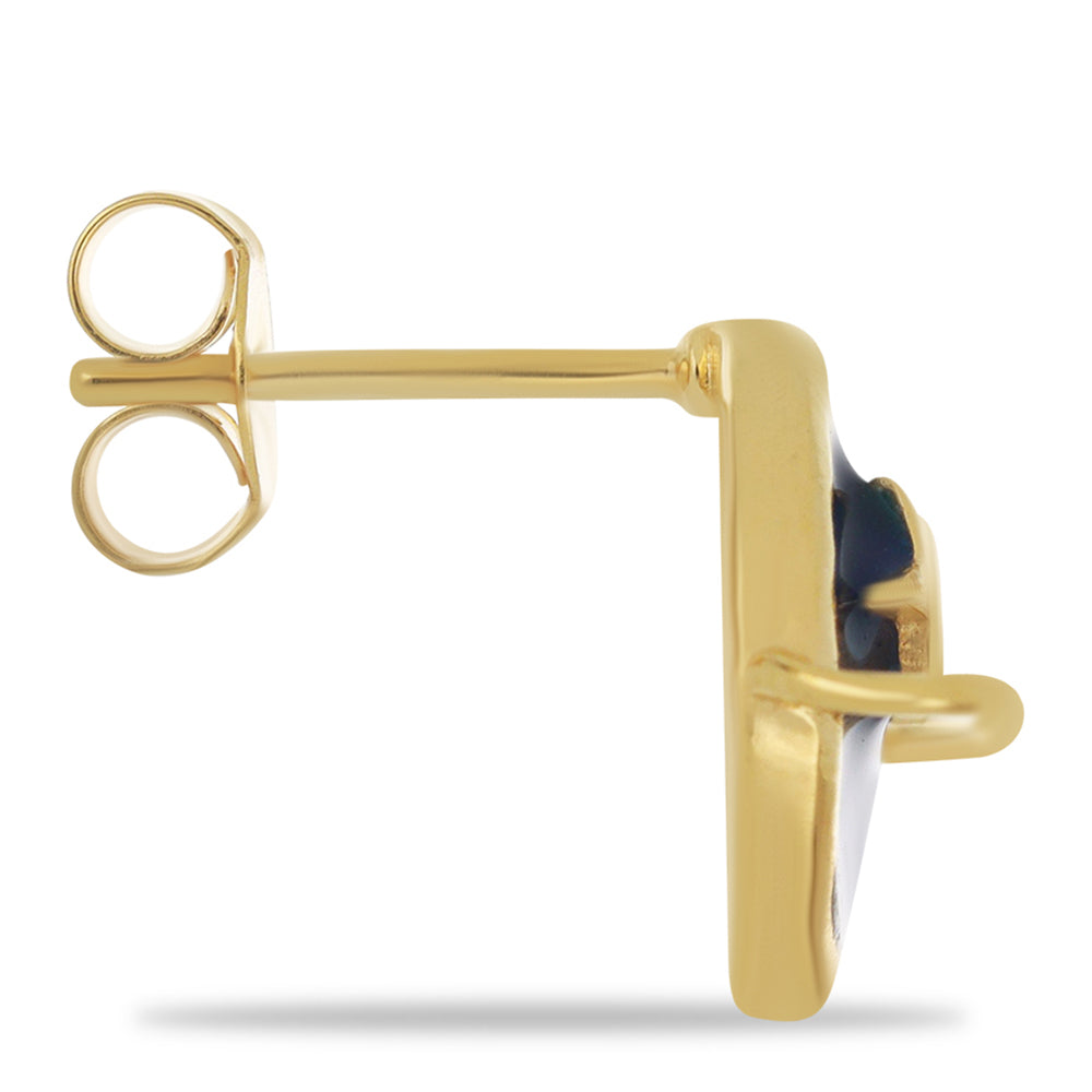 Brincos de Prata com Banho de Ouro com Esmalte