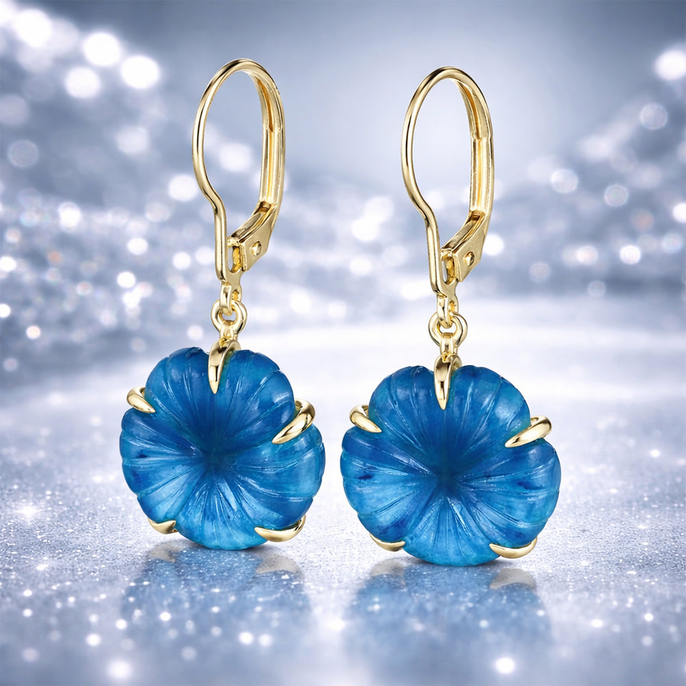 Brincos de Prata com Banho de Ouro com Jade Azul 1 