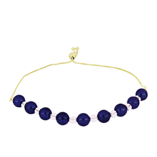 Pulseira de Prata com Banho de Ouro com Pérola Preta de Água Doce