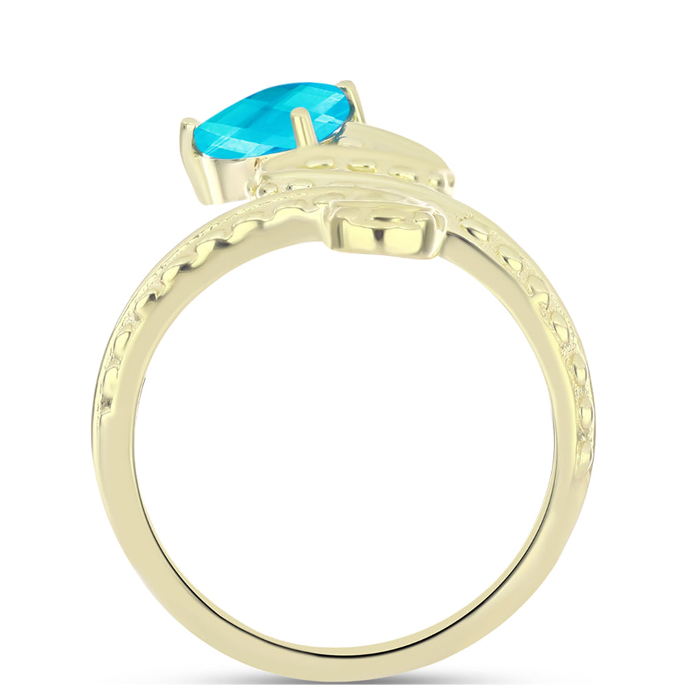 Anel de Prata com Banho de Ouro com Jade Azul  Contraste: Cabeca de Veado (800) 2 