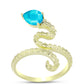 Anel de Prata com Banho de Ouro com Jade Azul  Contraste: Cabeca de Veado (800)